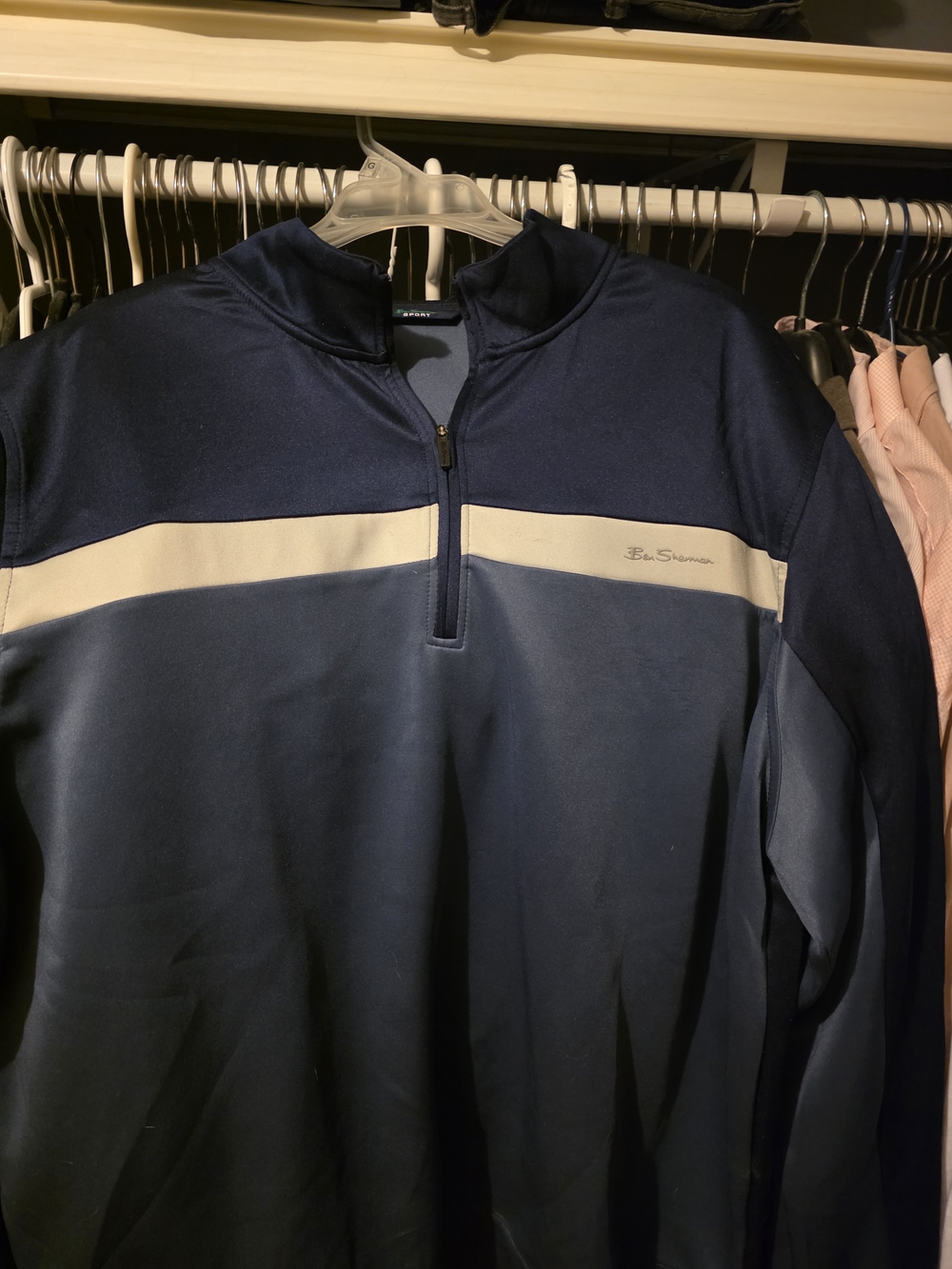 Ben Sherman Navy and White Quarter-Zip Pullover